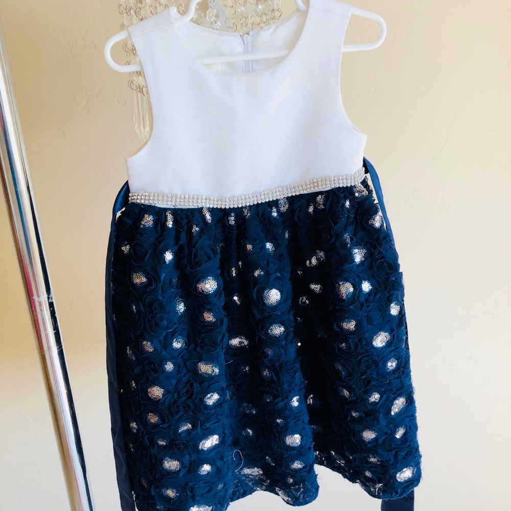 Navy Blue sequined rhinestoned dress